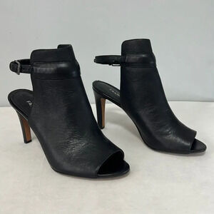 FRANCO SARTO SIZE 6 BLACK Leather Slingback Peek A Boo Toe Heeled